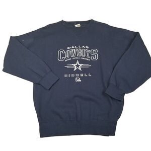 Men's Riddell Sweatshirt Medium Long Sleeve Dark Blue Crew Neck Dallas Cowboy